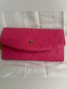 Pink Embossed Leather Women's Clutch